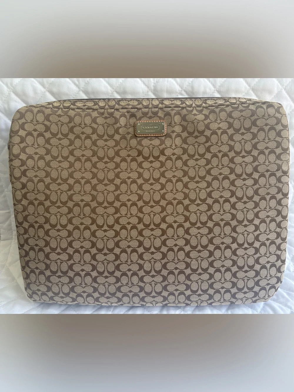 Coach Signature Canvas Laptop Messenger Bag in Brown and Tan